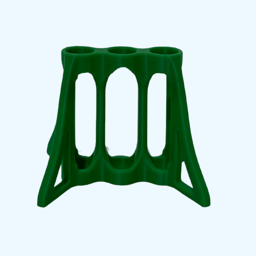 12 mm Test Tube base printed by 3DR-I, green four-leg structure for stability in labs.