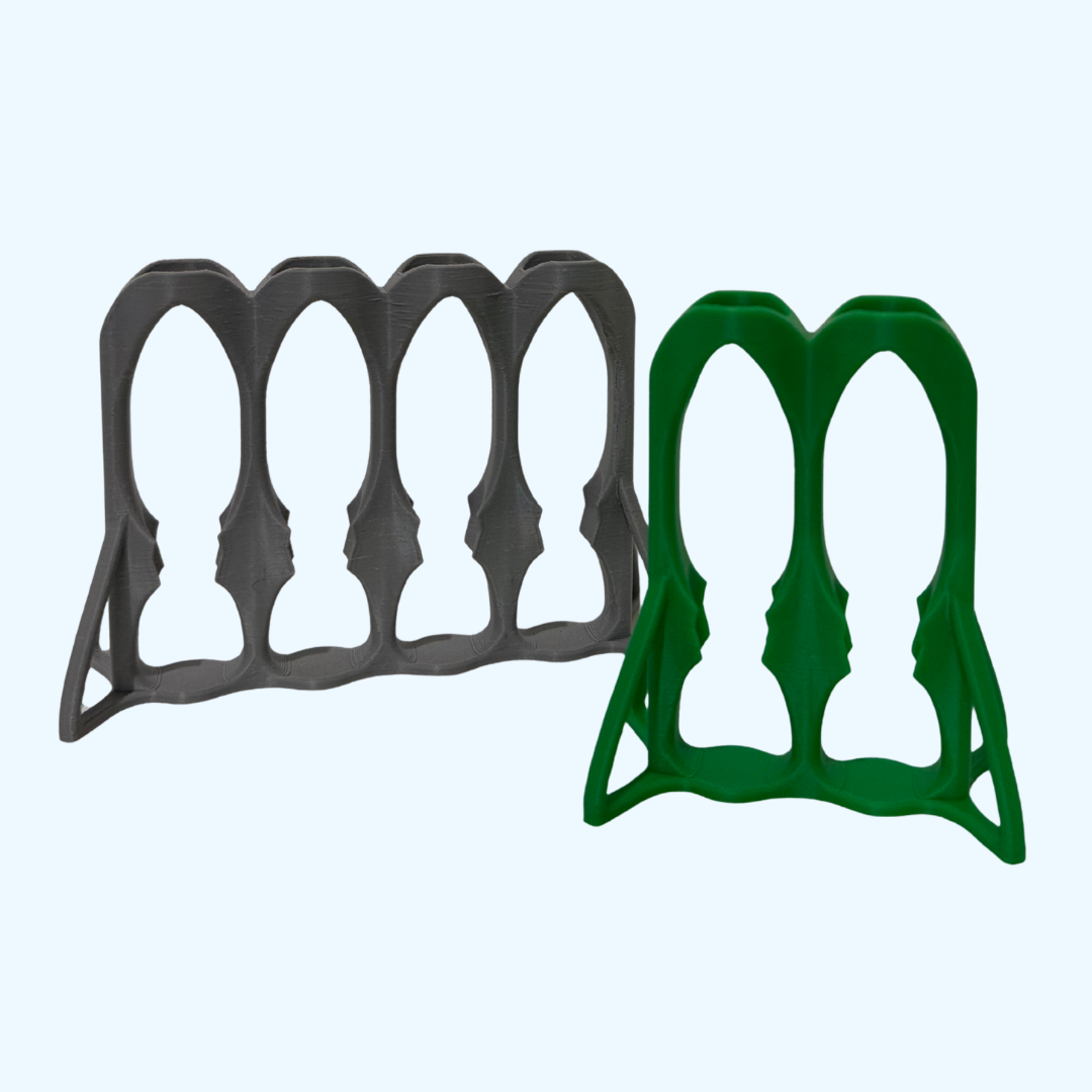 Two holder for 15 ml Centrifuge Tubes in gray and green, designed for secure and organized sample storage.