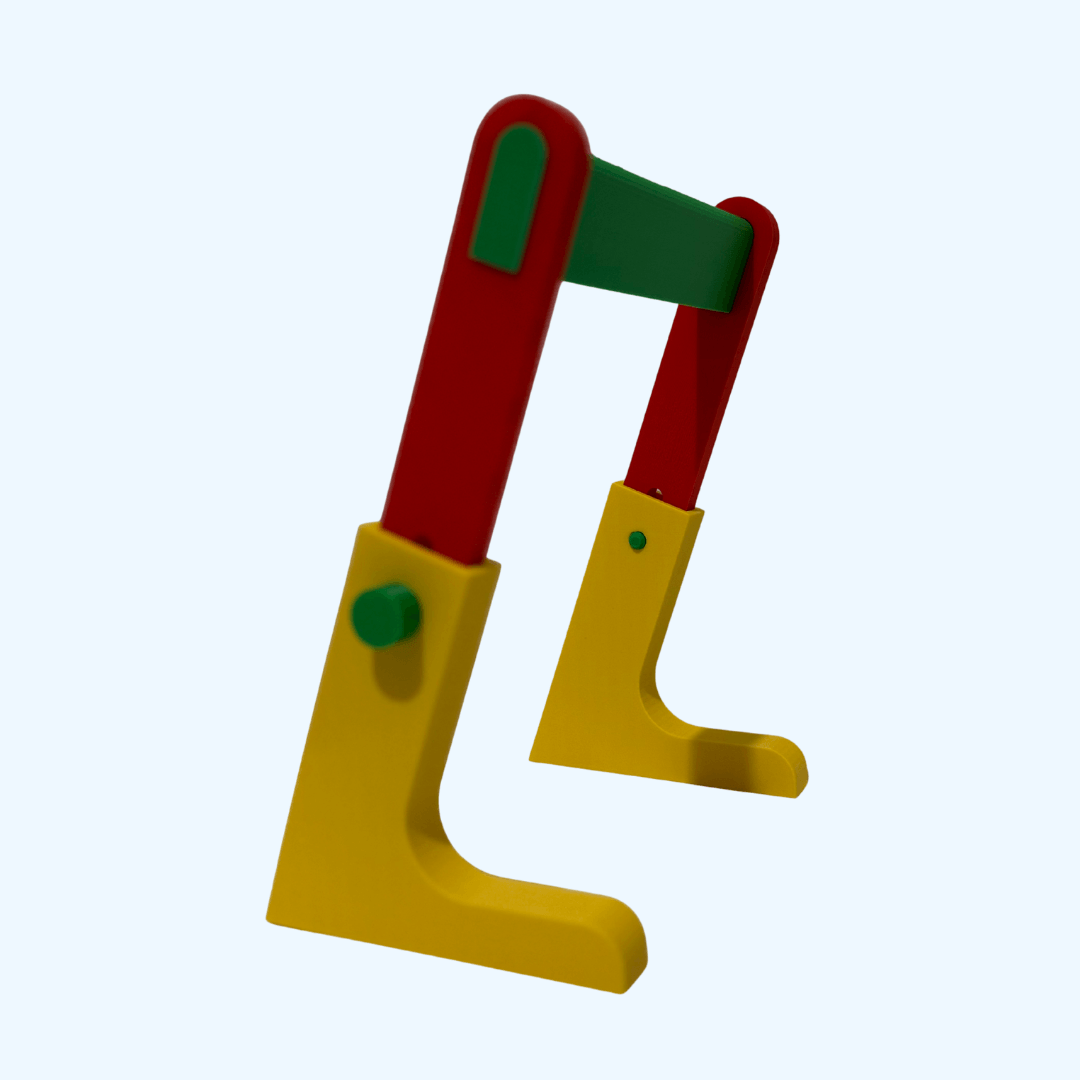 Height-Adjustable Pipette Stand featuring a colorful design with red, yellow, and green components for lab use.