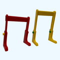 Height-Adjustable Pipette Stand in red and yellow, designed for storing single-channel and multi-channel pipettes.