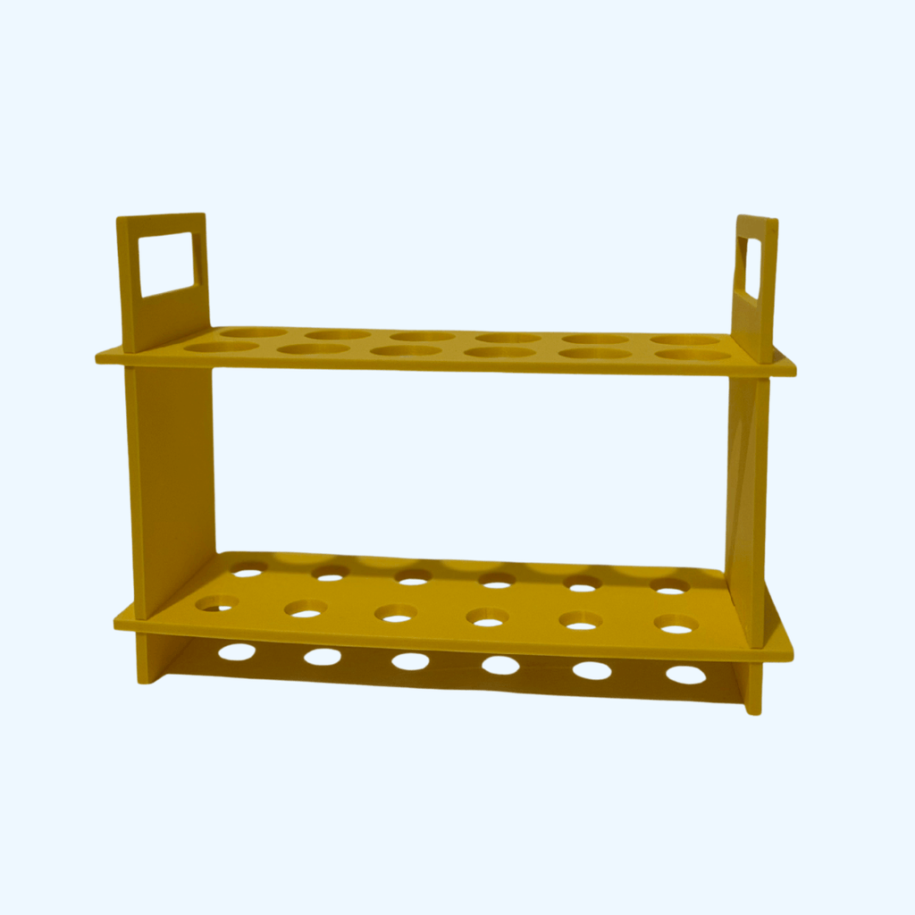 yellow flat pack test tube rack
